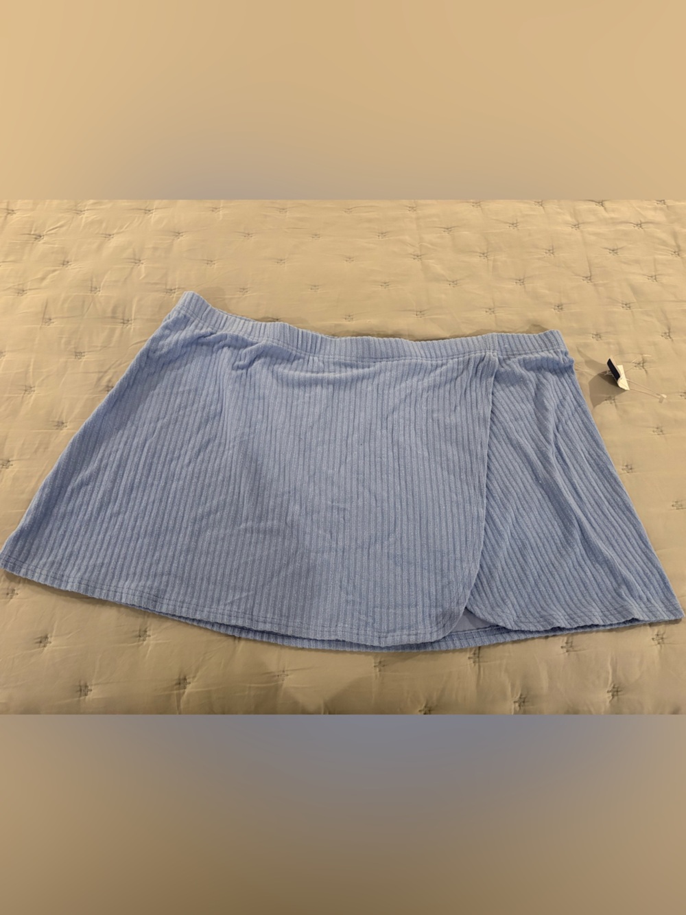 Abercrombie & Fitch Light Blue Ribbed Wrap Mini Skirt